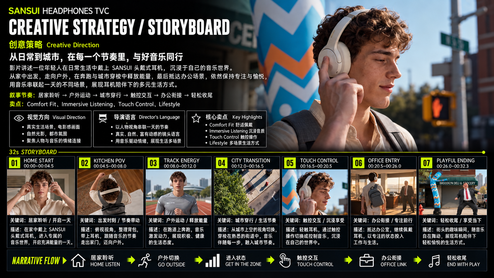 SANSUI 耳机创意策略与分镜图